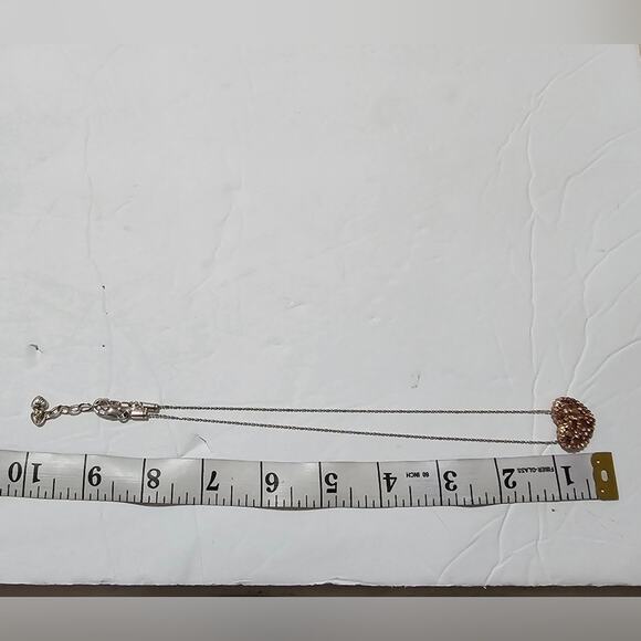 Brighton Brulee Peach and Rose Crystal Jeweled Heart Pendant Necklace - Picture 4 of 5